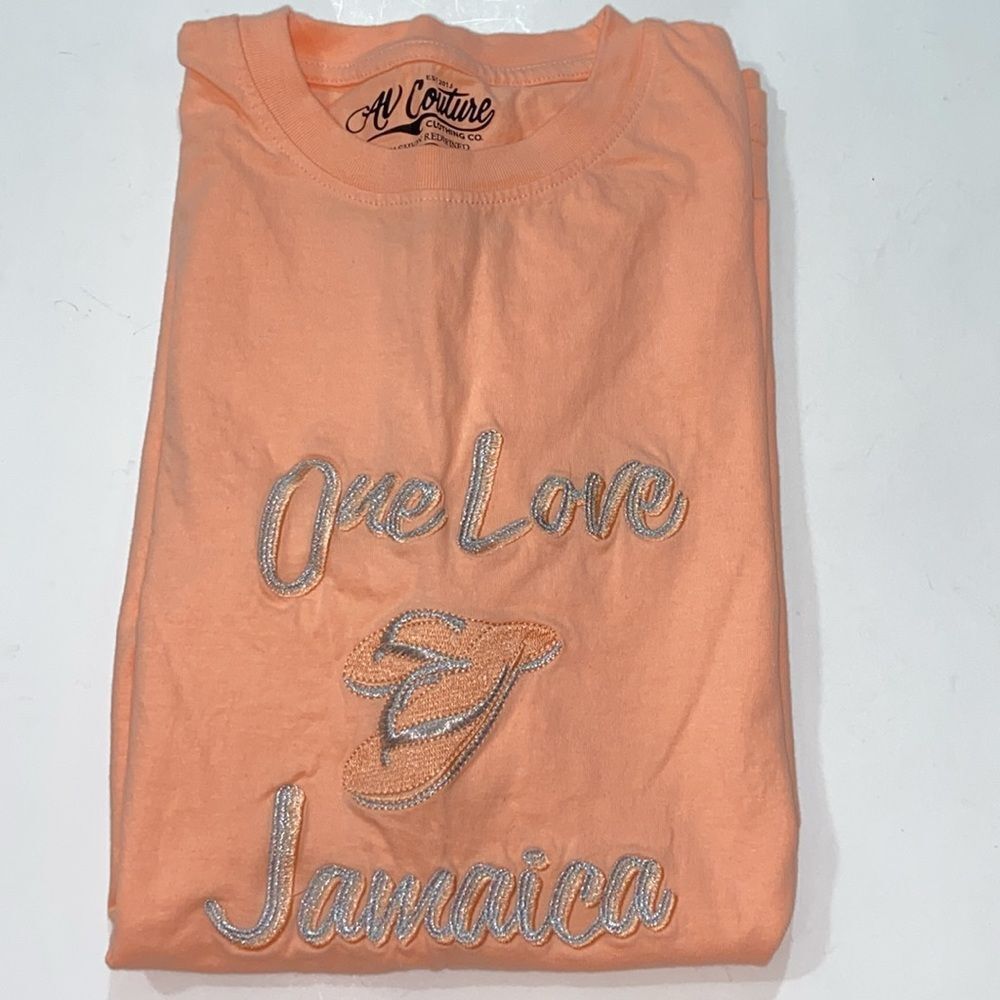 AV Coutures Peach T-Shirt - One Love Jamaica XL Unisex